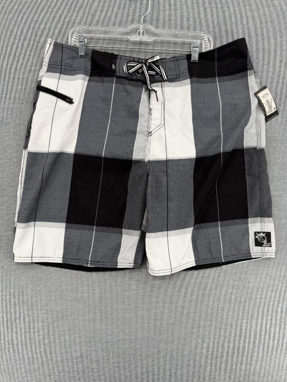 Lost Enterprises Board Shorts Mens 40 8" Smoke Bomb Plaid Swim Trunks NWT